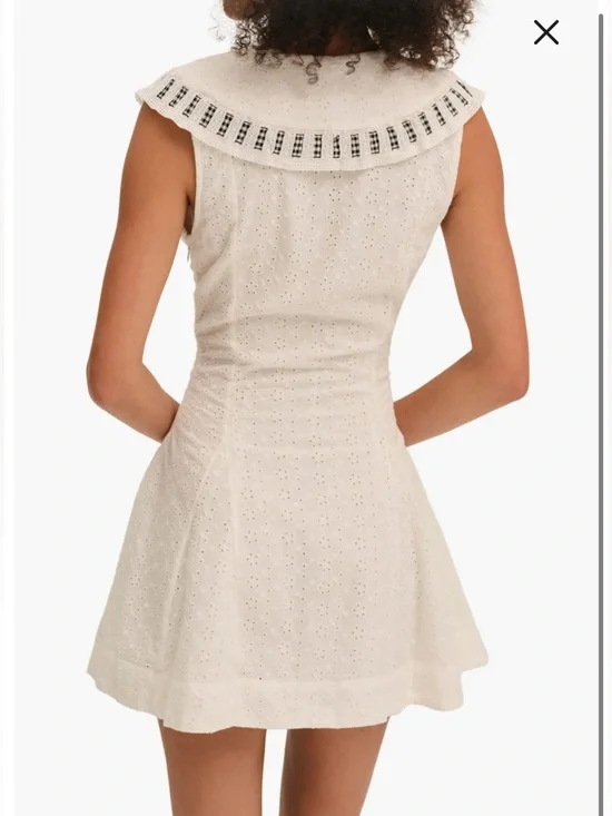 For Love and Lemons Rosie Ribbon Embroidered Cotton Mini Sundress in white - Picture 3 of 8